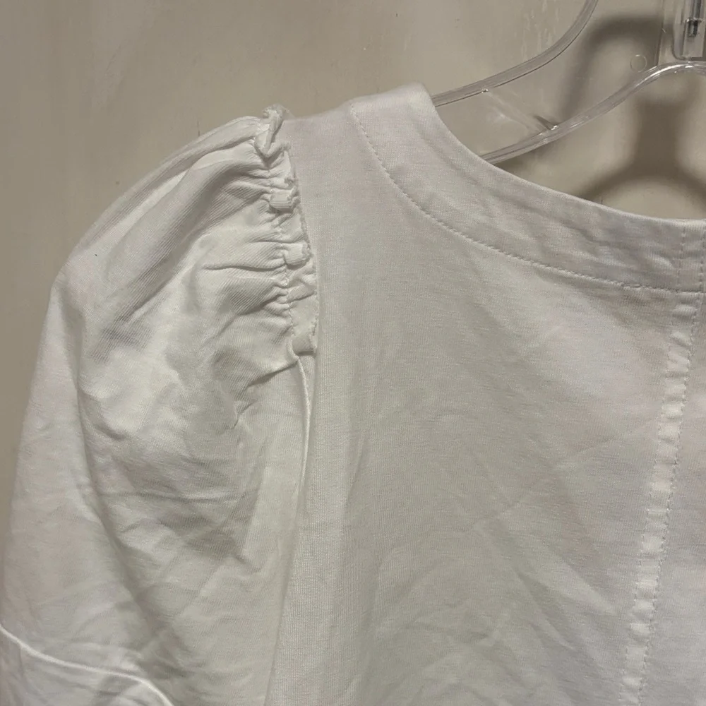 Madewell White Puff Sleeve Vneck Top Brand New Small NT331